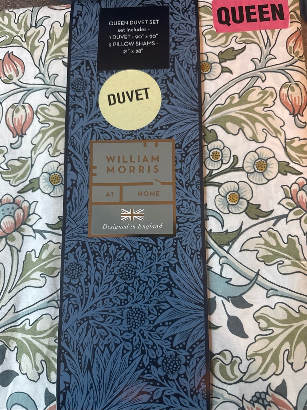 Floral Duvet Cover - Queen - Green & Pink